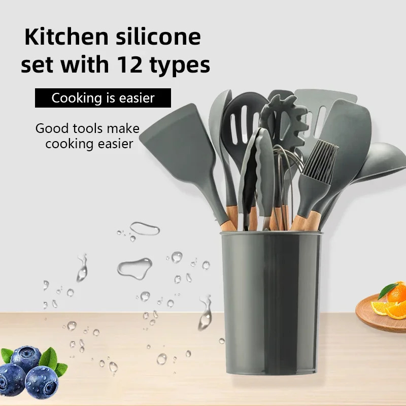 Набор из 12 предметов, силикон – обзор и цена Kitchen Baking Utensil Set
